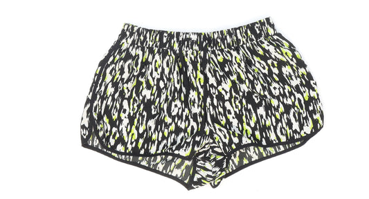 Denim & Co. Womens Multicoloured Animal Print Polyester Hot Pants Shorts Size 10 Regular Pull On