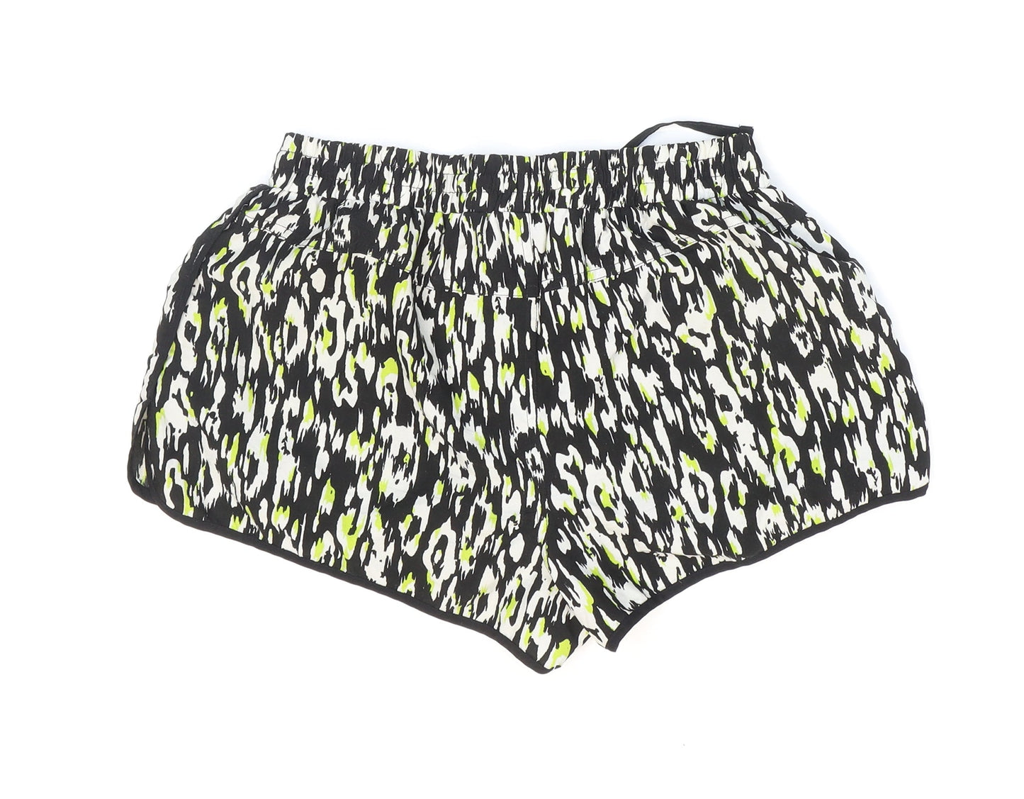 Denim & Co. Womens Multicoloured Animal Print Polyester Hot Pants Shorts Size 10 Regular Pull On