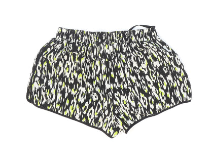 Denim & Co. Womens Multicoloured Animal Print Polyester Hot Pants Shorts Size 10 Regular Pull On