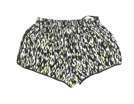 Denim & Co. Womens Multicoloured Animal Print Polyester Hot Pants Shorts Size 10 Regular Pull On