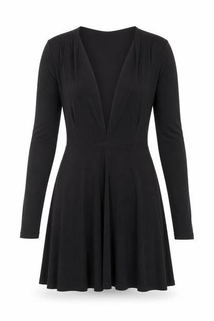 Missguided Womens Black Polyester Skater Dress Size 6 V-Neck Pullover
