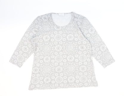 Cotswold Womens Silver Geometric Basic Blouse Size M Round Neck