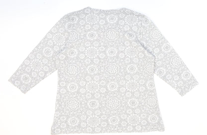 Cotswold Womens Silver Geometric Basic Blouse Size M Round Neck