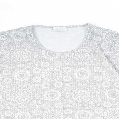 Cotswold Womens Silver Geometric Basic Blouse Size M Round Neck