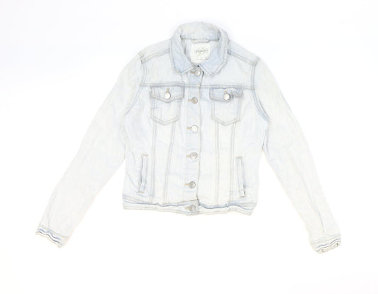 Denim & Co. Womens Blue Jacket Size 6 Button