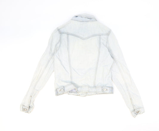 Denim & Co. Womens Blue Jacket Size 6 Button