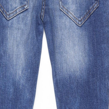 Denim & Co. Womens Blue Cotton Skinny Jeans Size 32 in L32 in Regular Button - Distressed Look