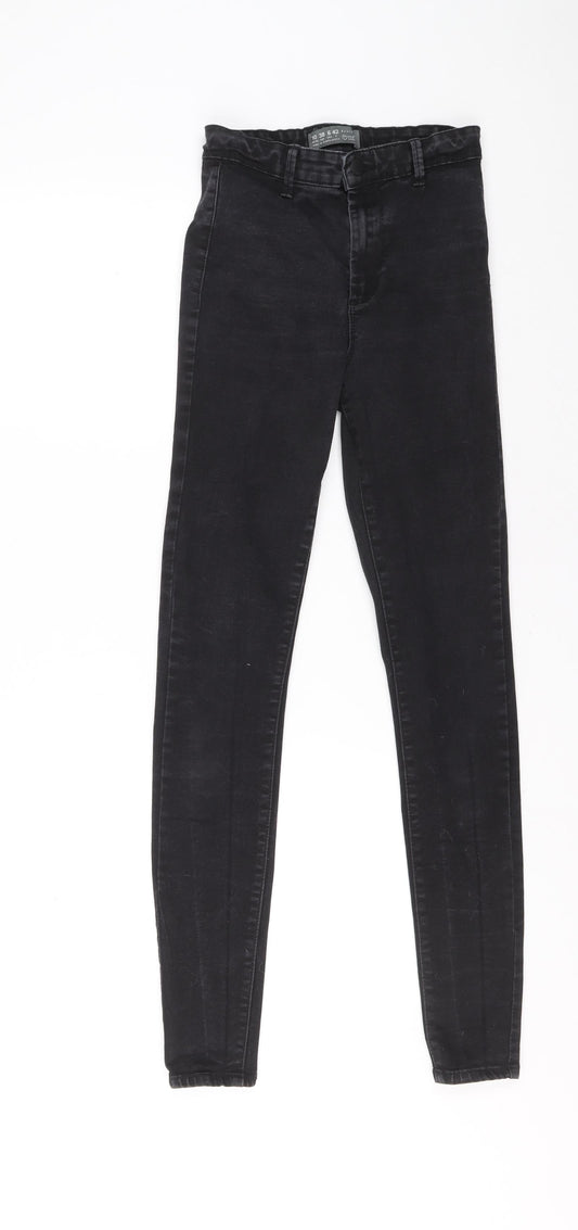 Primark Womens Black Cotton Skinny Jeans Size 10 L28 in Regular Zip