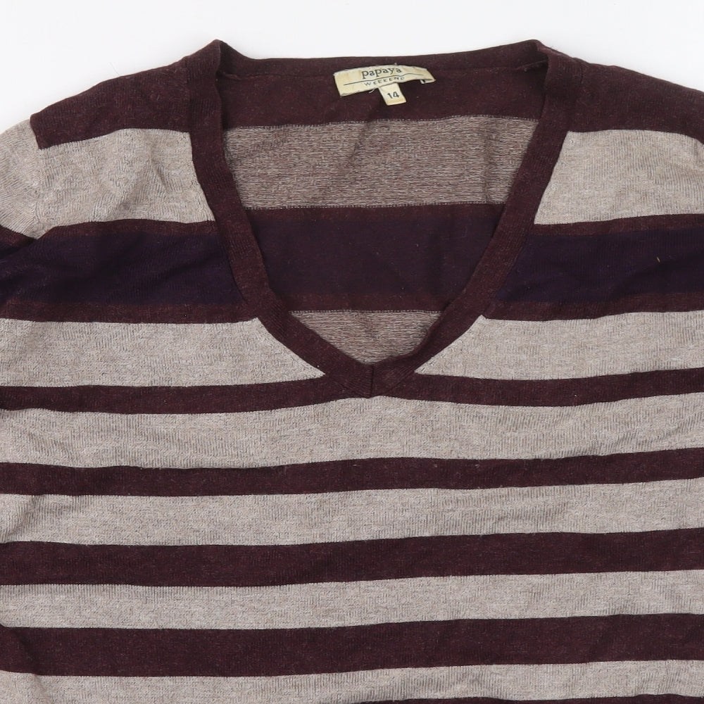 Womens UK Size 14 Papaya Multicoloured Pullover Jumper