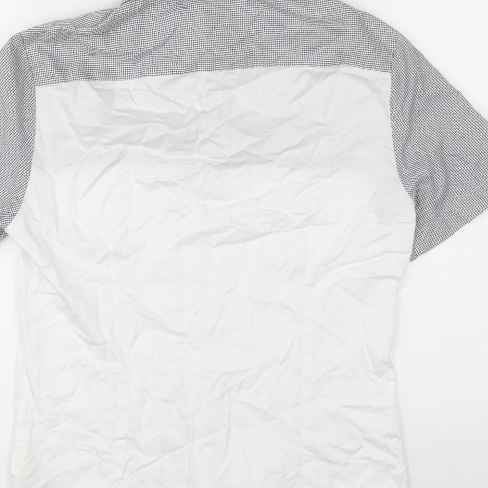 River Island Mens Grey Colourblock Cotton Button-Up Size XS Collared Button - Check pattern