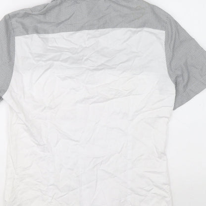 River Island Mens Grey Colourblock Cotton Button-Up Size XS Collared Button - Check pattern