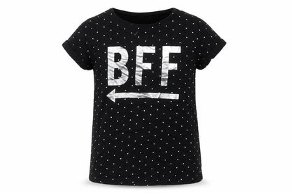Primark Girls Black Polka Dot Cotton Basic T-Shirt Size 11-12 Years Round Neck Pullover - BFF