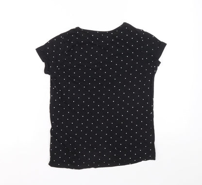 Primark Girls Black Polka Dot Cotton Basic T-Shirt Size 11-12 Years Round Neck Pullover - BFF