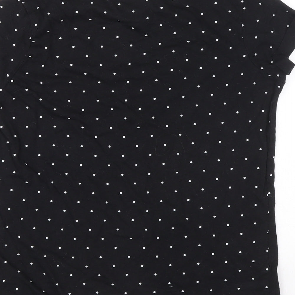 Primark Girls Black Polka Dot Cotton Basic T-Shirt Size 11-12 Years Round Neck Pullover - BFF