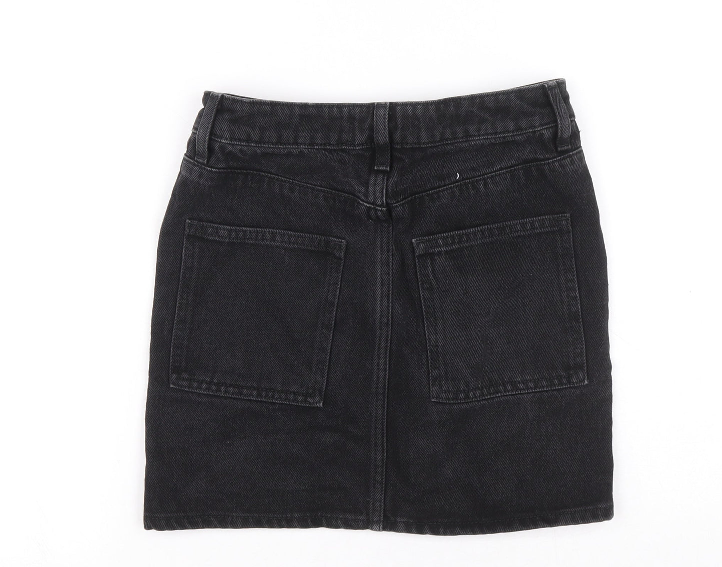New Look Girls Black 100% Cotton Mini Skirt Size 9 Years Regular Zip