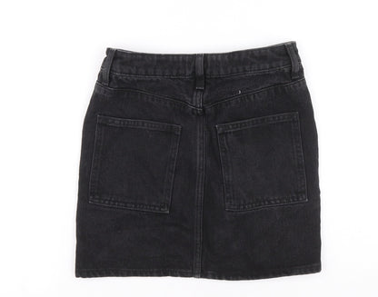 New Look Girls Black 100% Cotton Mini Skirt Size 9 Years Regular Zip