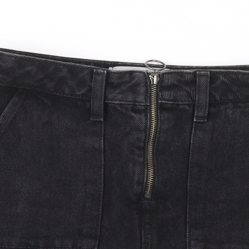 New Look Girls Black 100% Cotton Mini Skirt Size 9 Years Regular Zip