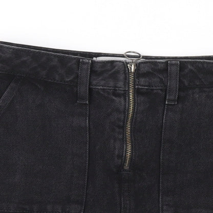New Look Girls Black 100% Cotton Mini Skirt Size 9 Years Regular Zip