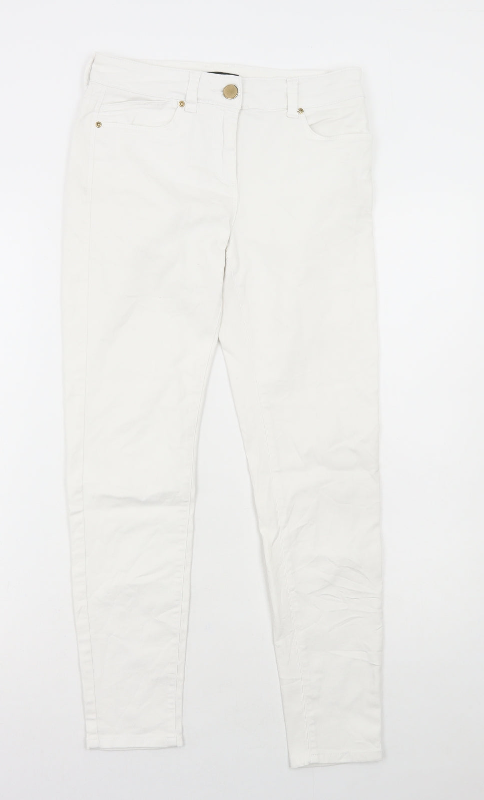 Womens UK Size 8 Marks and Spencer Regular Fit Skinny White Jeans