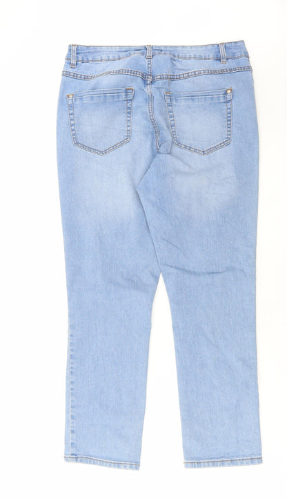 George Womens Blue Cotton Straight Jeans Size 32 in L26 in Regular Button