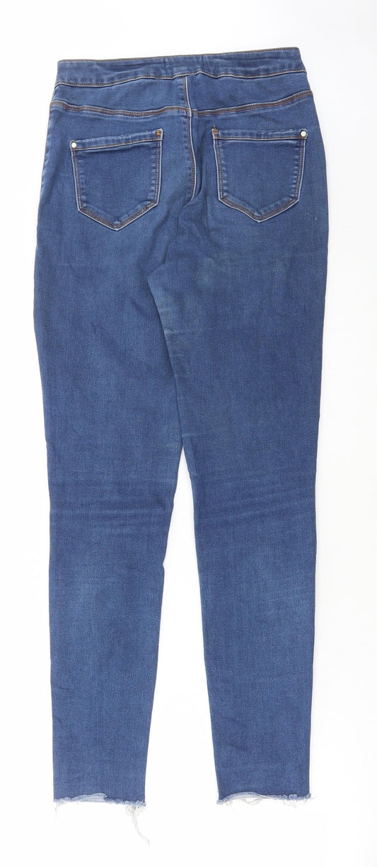 Missguided Womens Blue Cotton Skinny Jeans Size 10 L28 in Regular Button