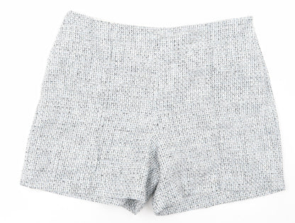 Marks and Spencer Womens Blue Geometric Polyester Chino Shorts Size 20 L6 in Regular Zip