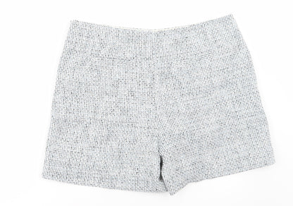 Marks and Spencer Womens Blue Geometric Polyester Chino Shorts Size 20 L6 in Regular Zip