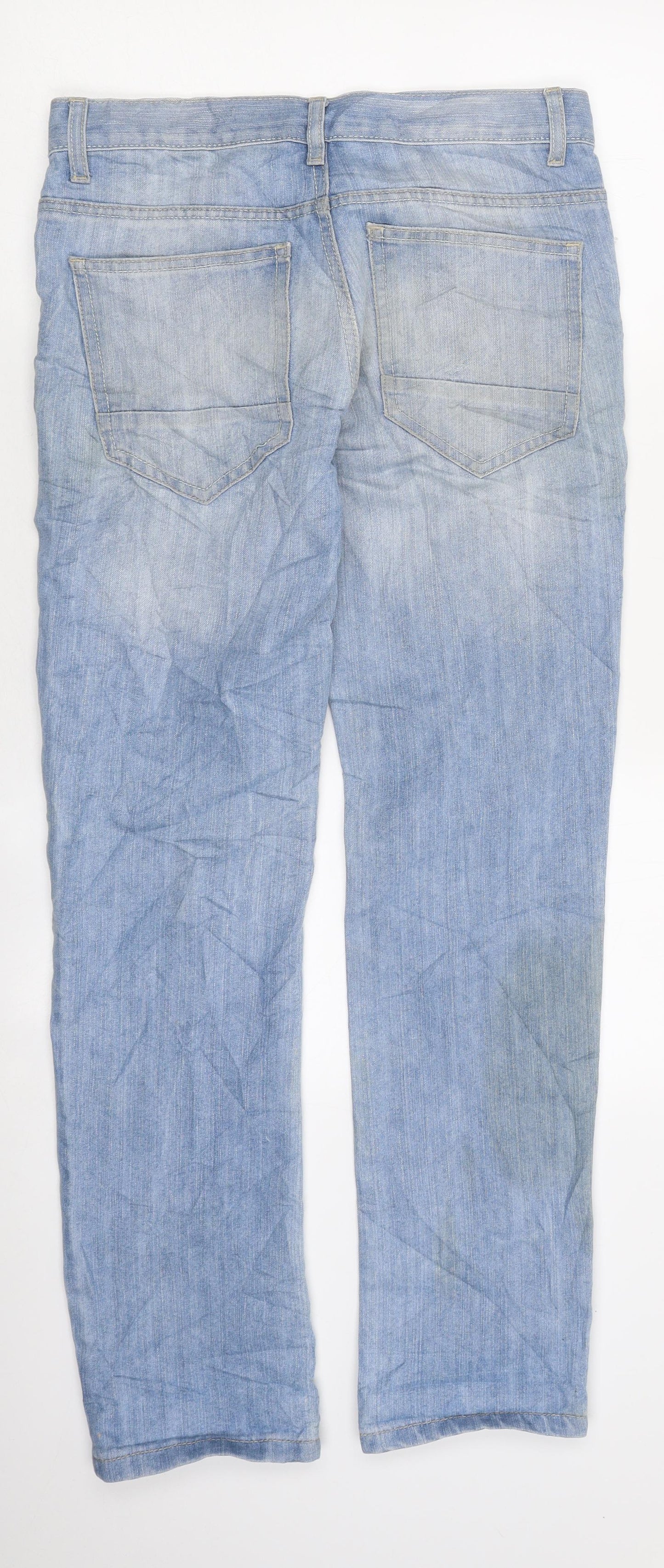 Primark Womens Blue Cotton Straight Jeans Size 28 in L30 in Regular Zip