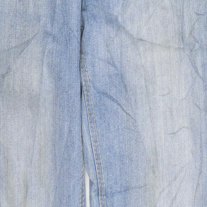 Primark Womens Blue Cotton Straight Jeans Size 28 in L30 in Regular Zip