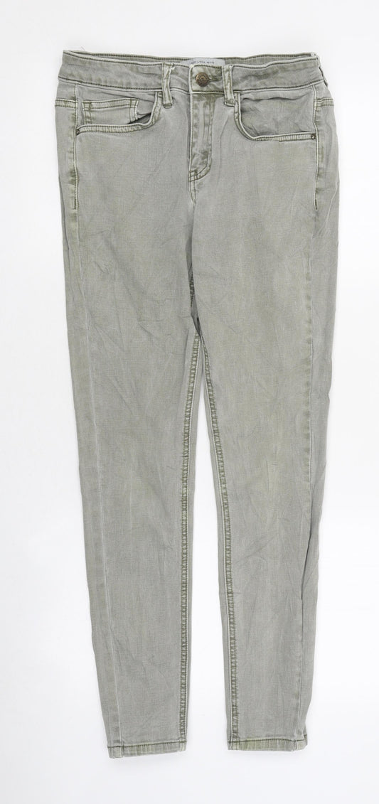 New Look Womens Green 100% Cotton Skinny Jeans Size 10 L31 in Slim Zip