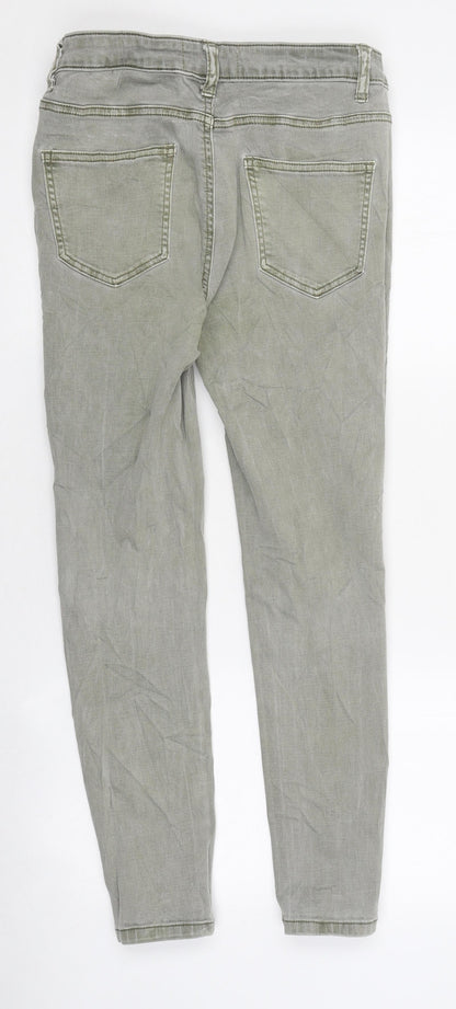 New Look Womens Green 100% Cotton Skinny Jeans Size 10 L31 in Slim Zip
