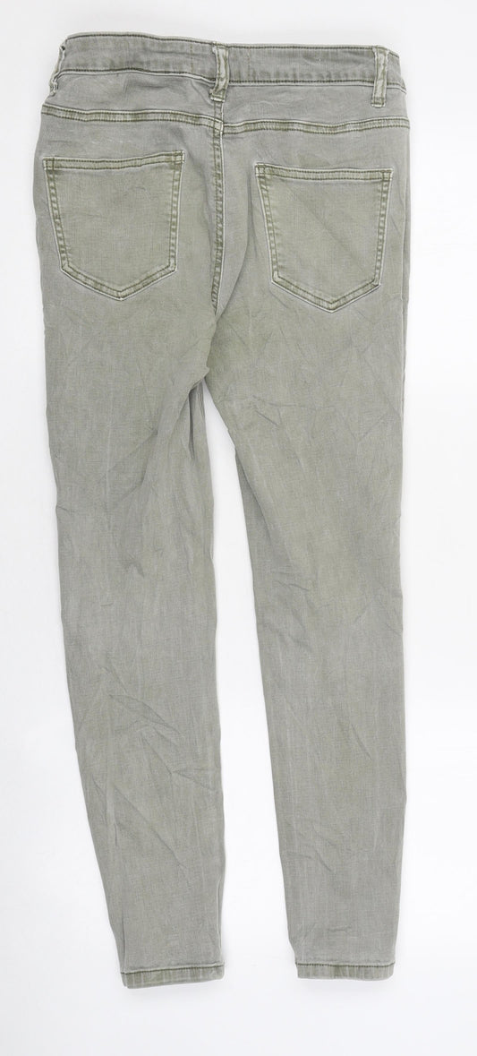 New Look Womens Green 100% Cotton Skinny Jeans Size 10 L31 in Slim Zip