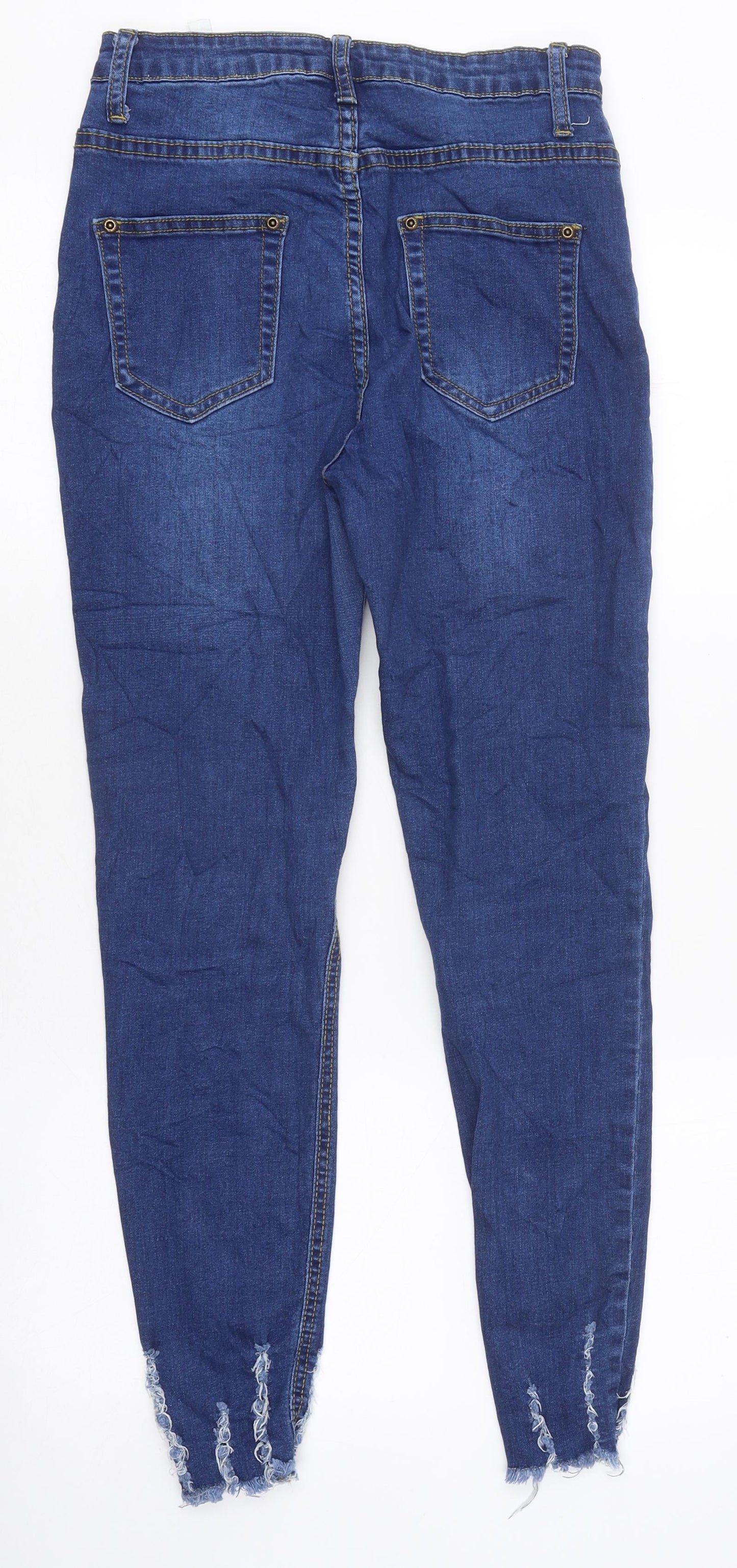 PRETTYLITTLETHING Womens Blue 100% Cotton Skinny Jeans Size 8 L34 in Regular Zip