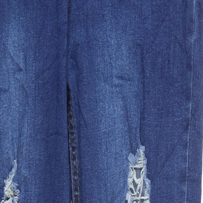 PRETTYLITTLETHING Womens Blue 100% Cotton Skinny Jeans Size 8 L34 in Regular Zip