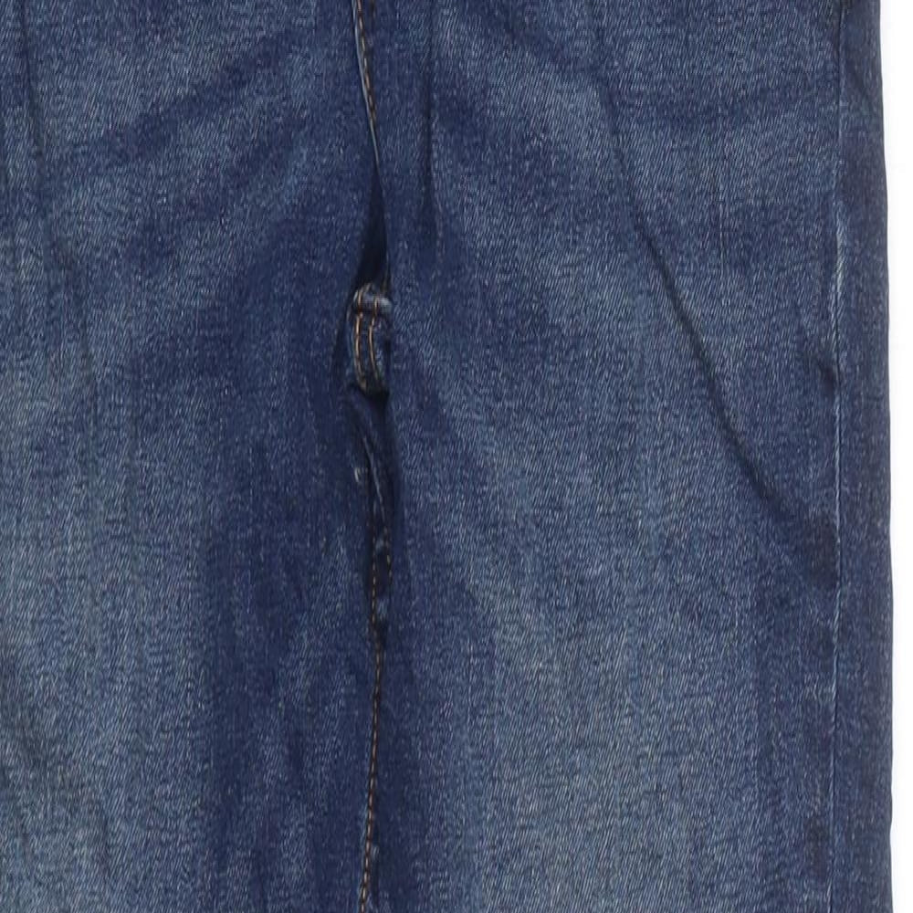 River Island Girls Blue 100% Cotton Skinny Jeans Size 12 Years L31 in Regular Zip - Distressed