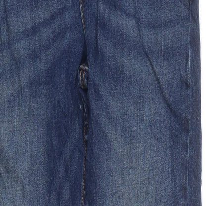 River Island Girls Blue 100% Cotton Skinny Jeans Size 12 Years L31 in Regular Zip - Distressed