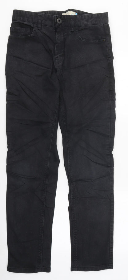 NEXT Mens Black Cotton Skinny Jeans Size 28 in L35 in Relaxed Zip