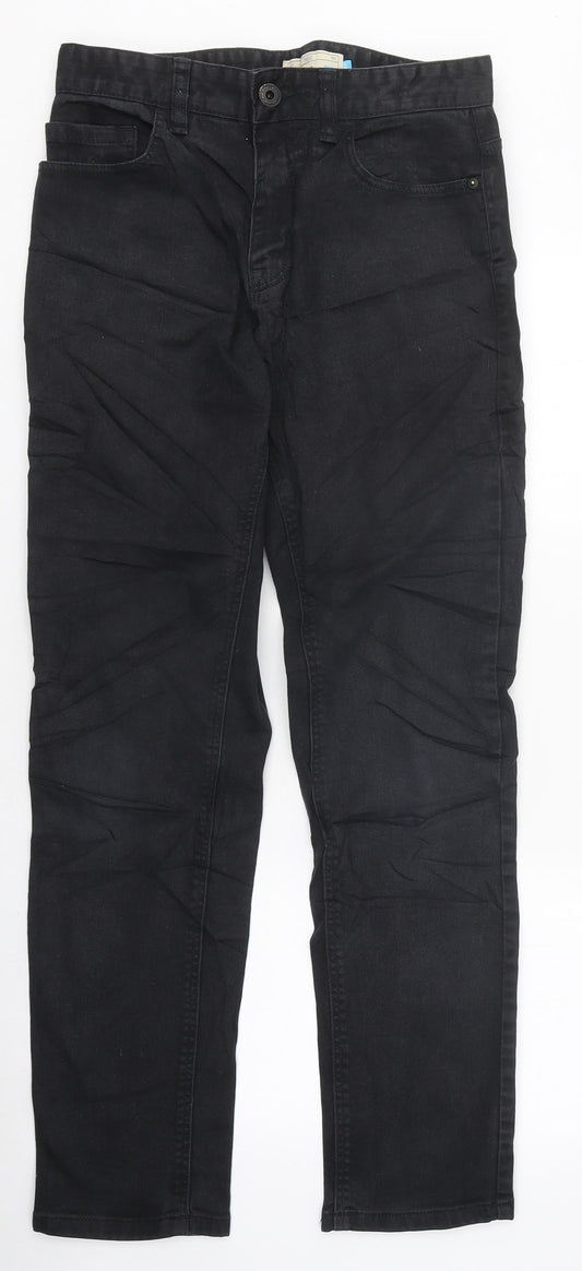 NEXT Mens Black Cotton Skinny Jeans Size 28 in L35 in Relaxed Zip