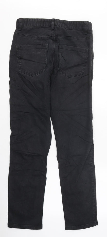 NEXT Mens Black Cotton Skinny Jeans Size 28 in L35 in Relaxed Zip