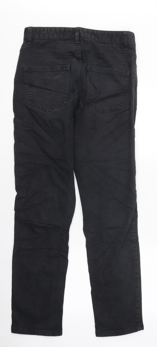 NEXT Mens Black Cotton Skinny Jeans Size 28 in L35 in Relaxed Zip