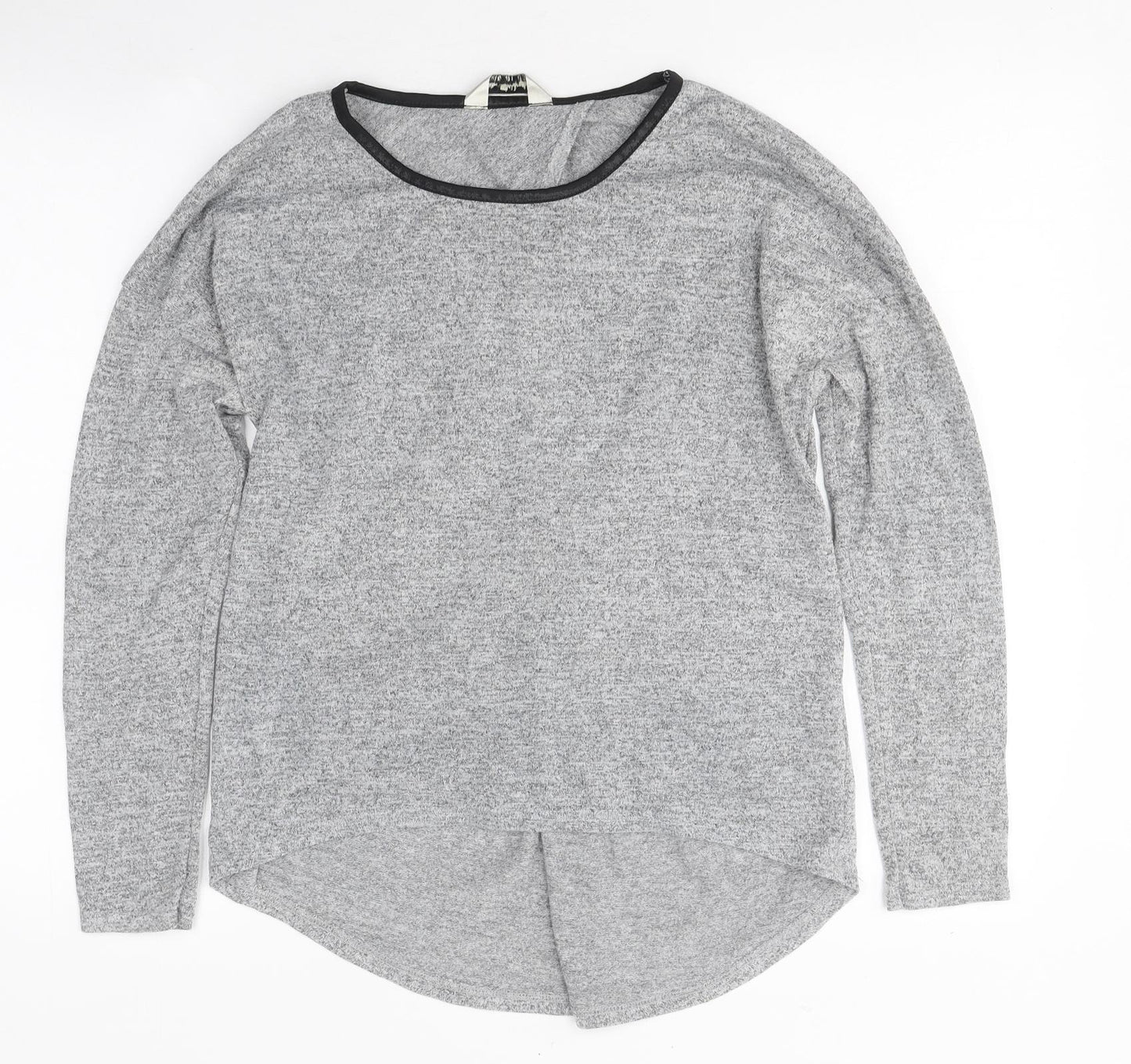 Miss Selfridge Womens Grey Polyester Basic T-Shirt Size 10 Round Neck