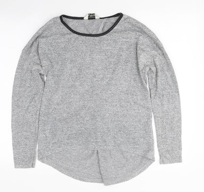 Miss Selfridge Womens Grey Polyester Basic T-Shirt Size 10 Round Neck