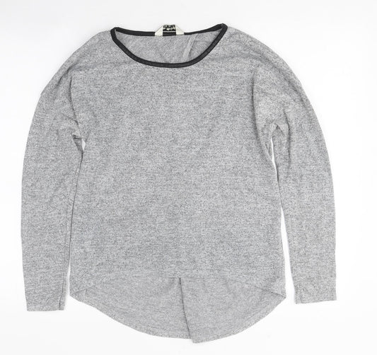 Miss Selfridge Womens Grey Polyester Basic T-Shirt Size 10 Round Neck