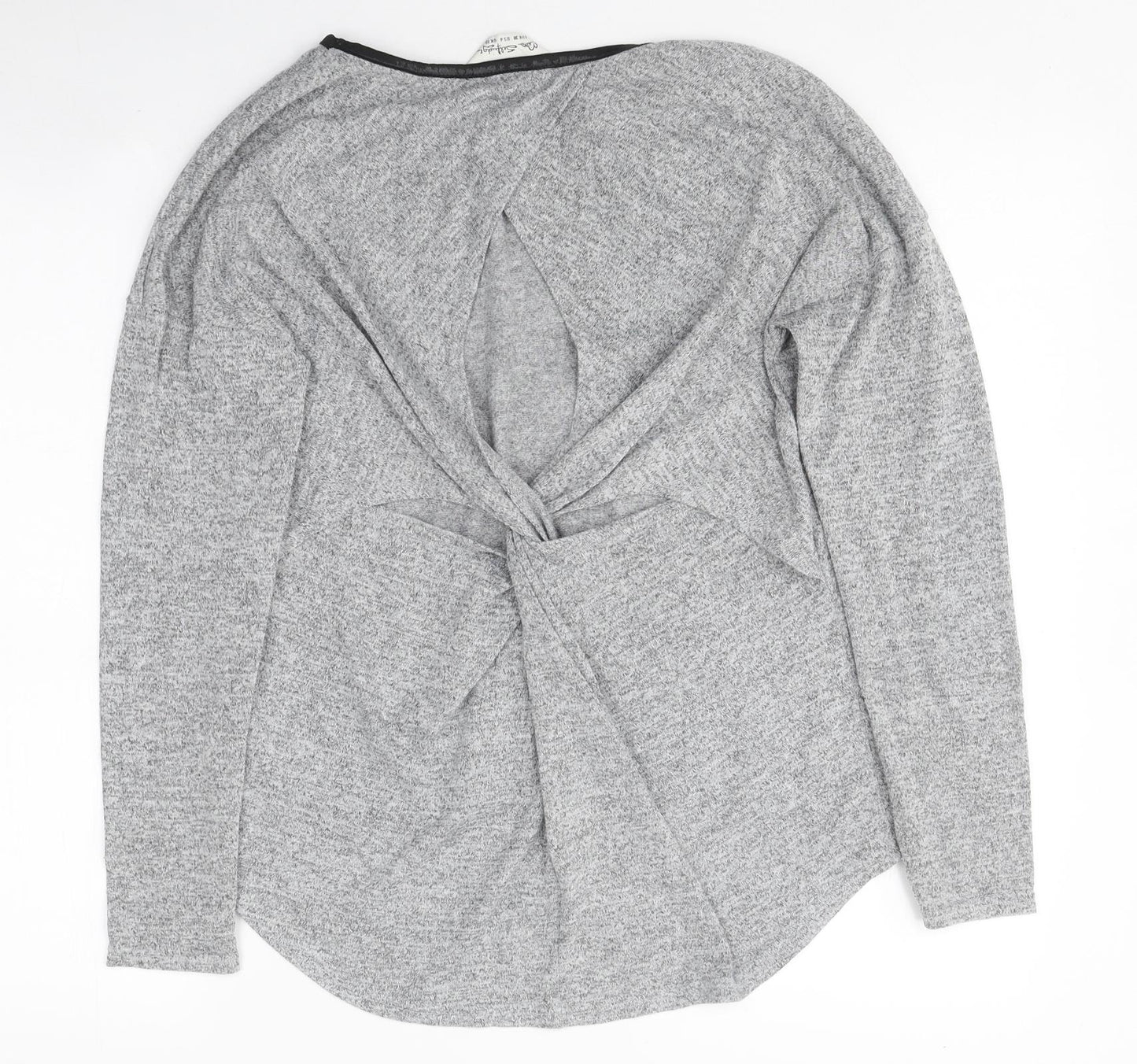 Miss Selfridge Womens Grey Polyester Basic T-Shirt Size 10 Round Neck