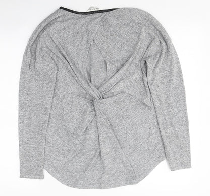 Miss Selfridge Womens Grey Polyester Basic T-Shirt Size 10 Round Neck