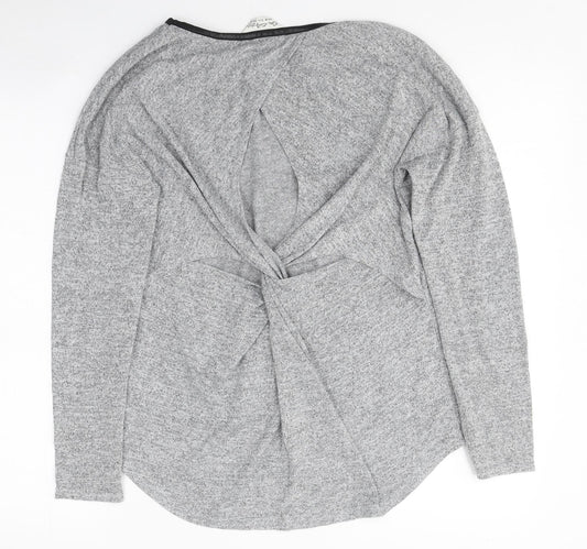 Miss Selfridge Womens Grey Polyester Basic T-Shirt Size 10 Round Neck