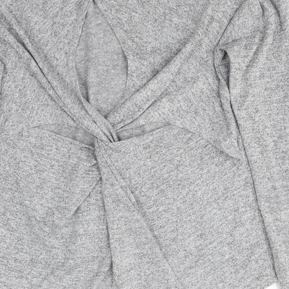 Miss Selfridge Womens Grey Polyester Basic T-Shirt Size 10 Round Neck