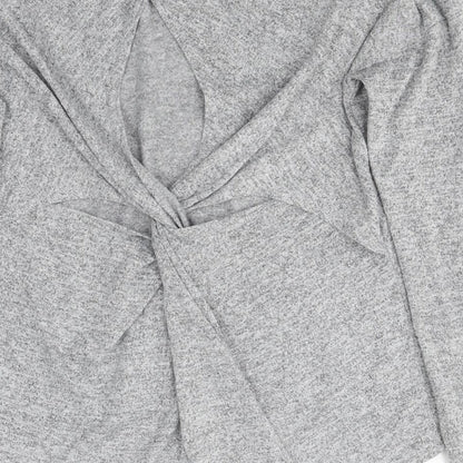 Miss Selfridge Womens Grey Polyester Basic T-Shirt Size 10 Round Neck