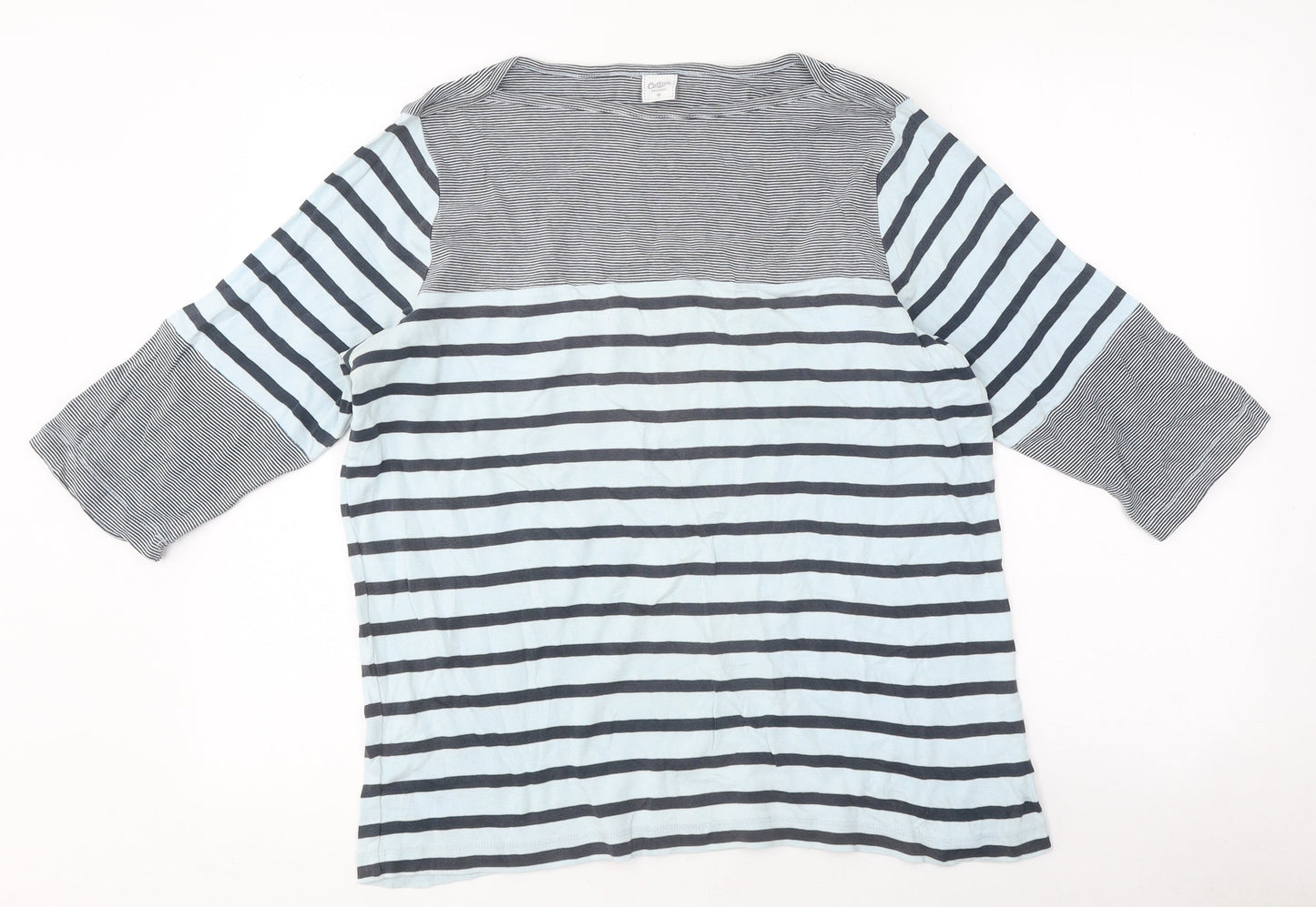 Cotton Traders Womens Multicoloured Striped Cotton Basic T-Shirt Size 16 Round Neck
