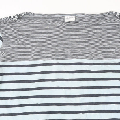 Cotton Traders Womens Multicoloured Striped Cotton Basic T-Shirt Size 16 Round Neck